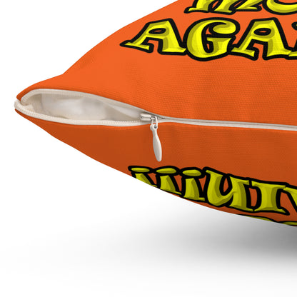 shoot the moon again - Spun Polyester Square Pillow - (orange)