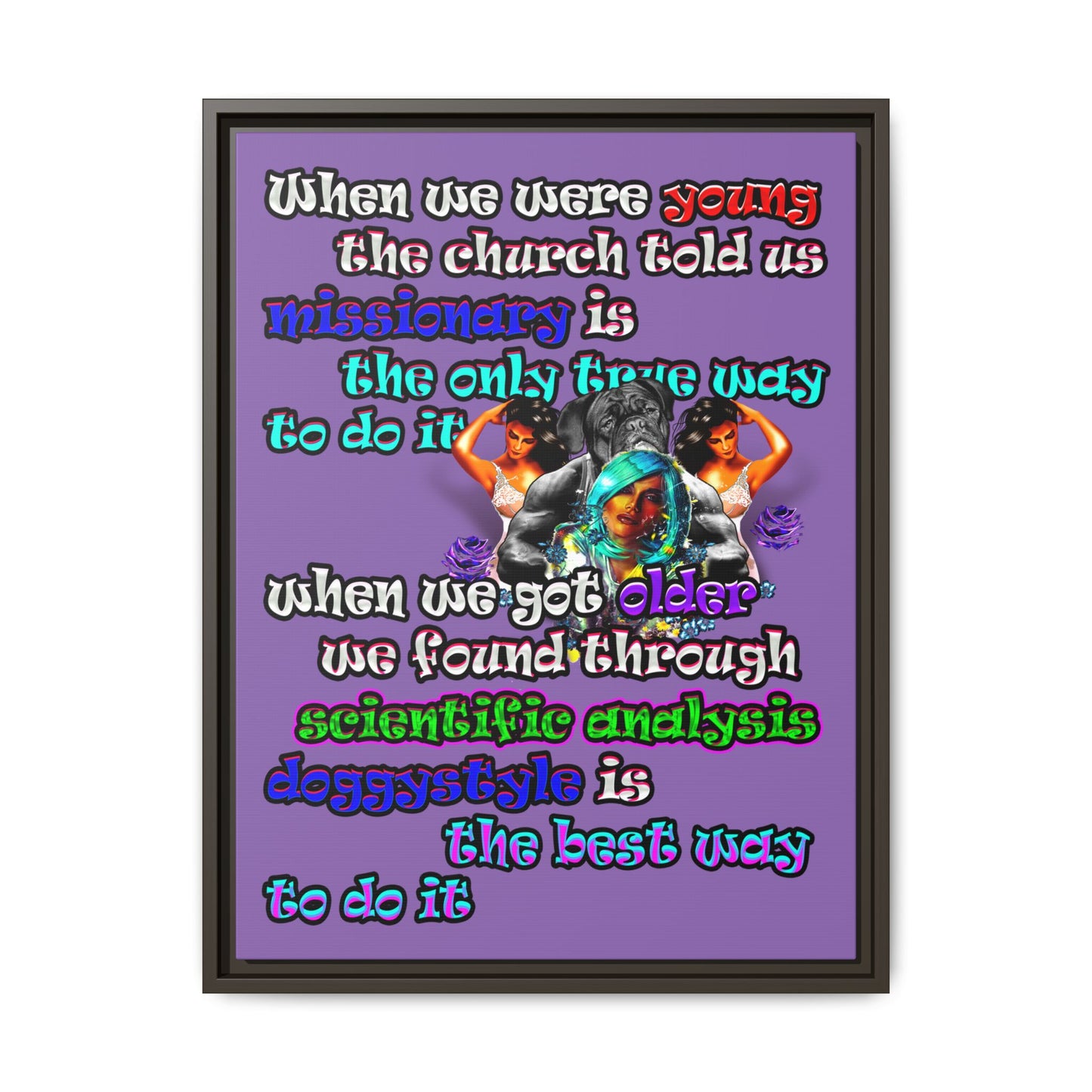 doggystyle - framed canvas art (light purple)