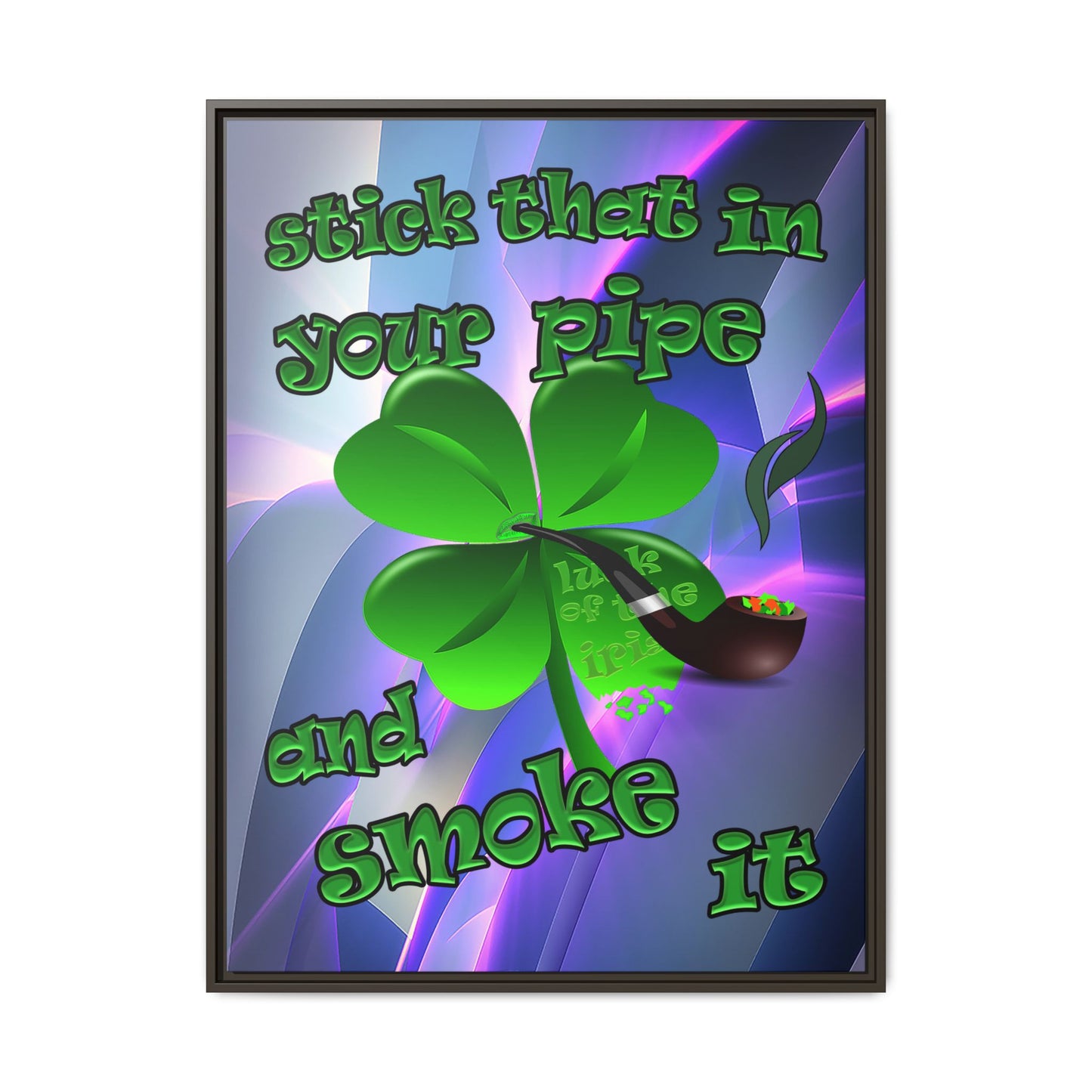 stick that in your pipe and smoke it - framed canvas art (grey-pink wave)