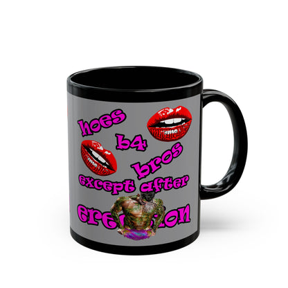hoes b4 bros - Black Mug (grey)