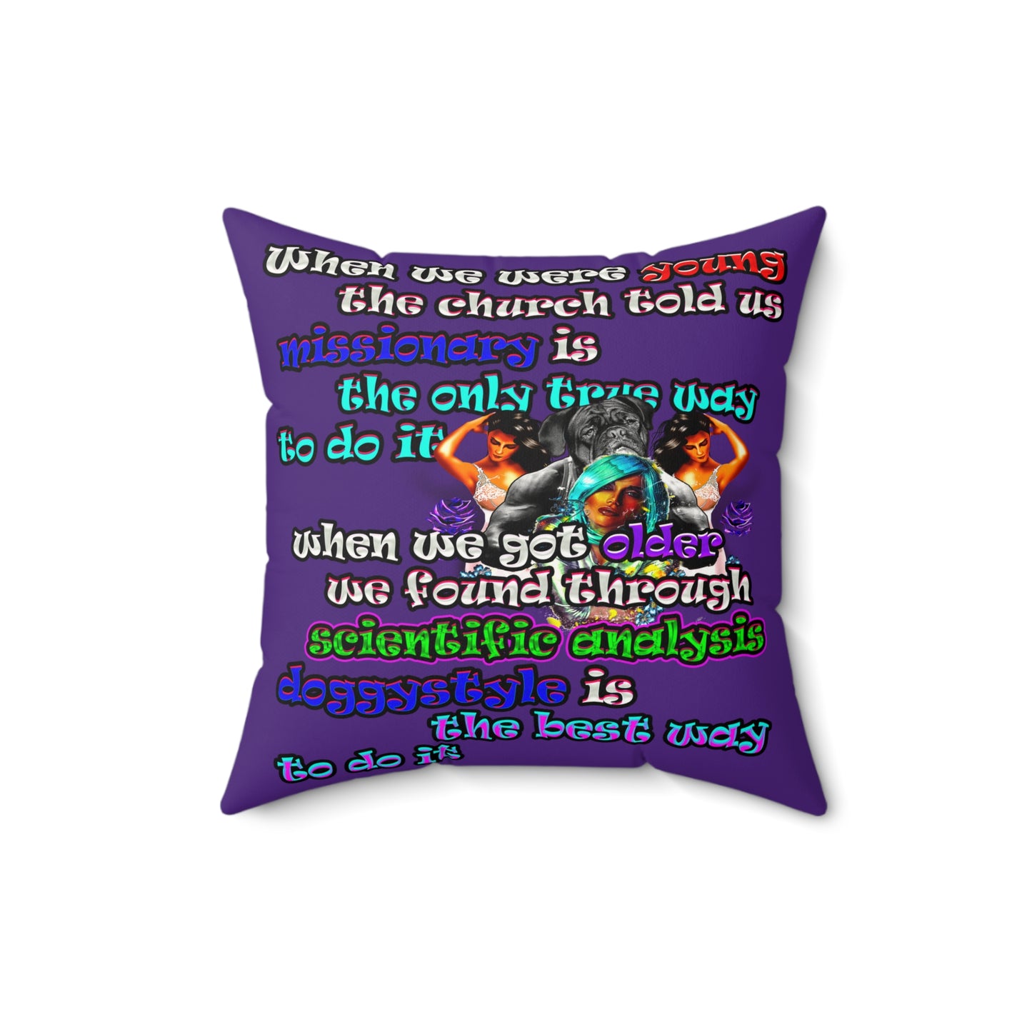 doggystyle - Faux Suede Square Pillow - (purple)