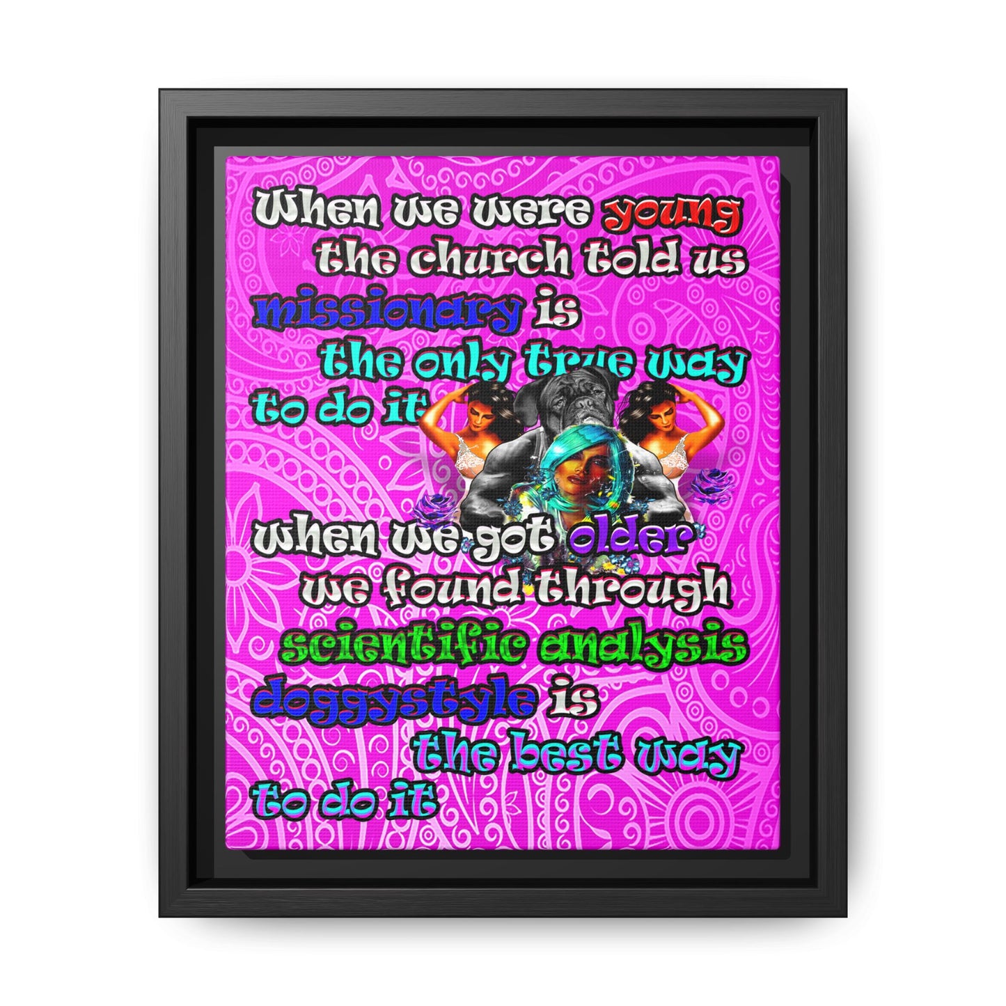 doggystyle - framed canvas art (pink swirl)