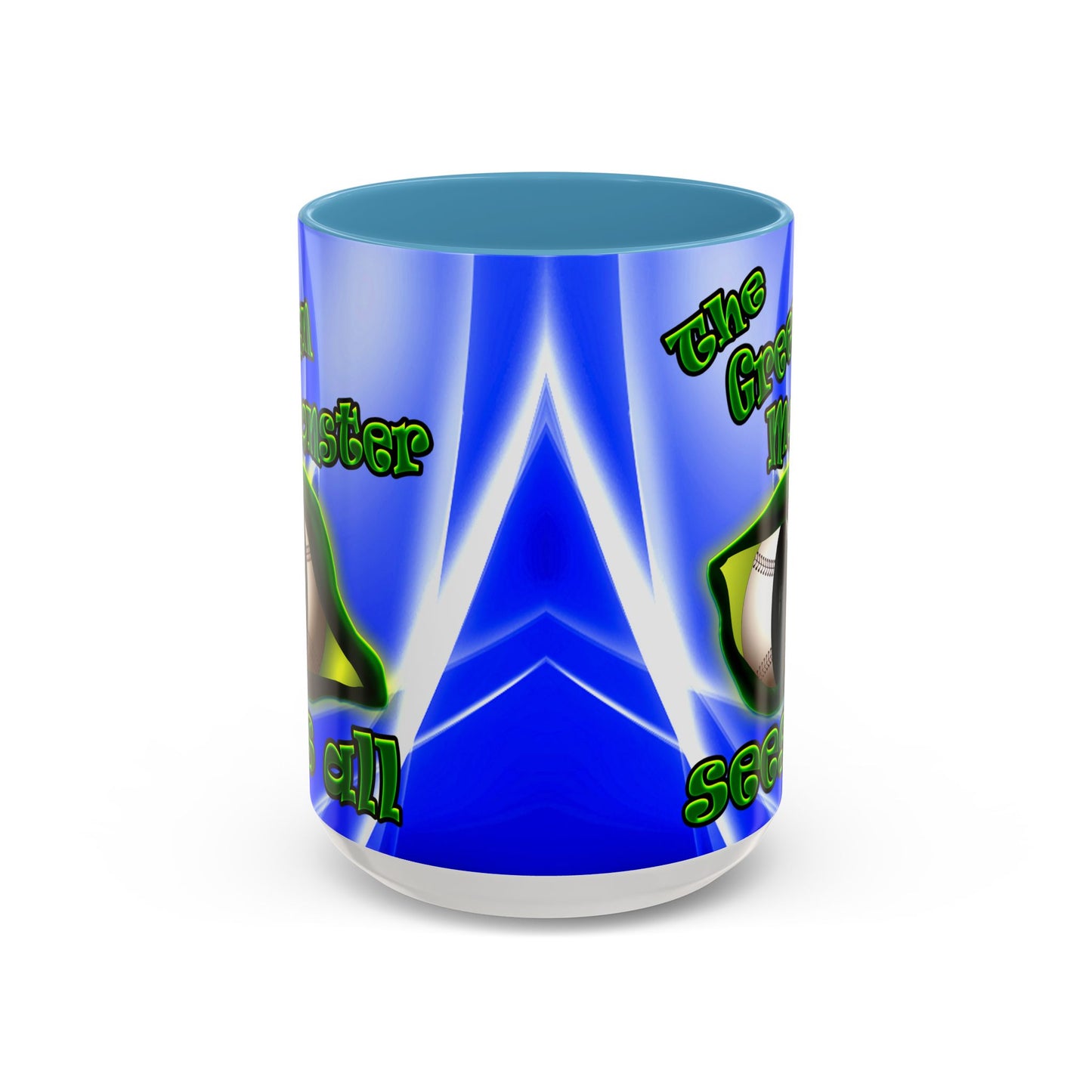 green monster - Accent Mug (blue-white wave)