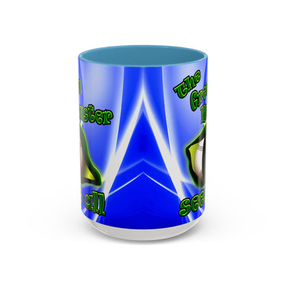 green monster - Accent Mug (blue-white wave)