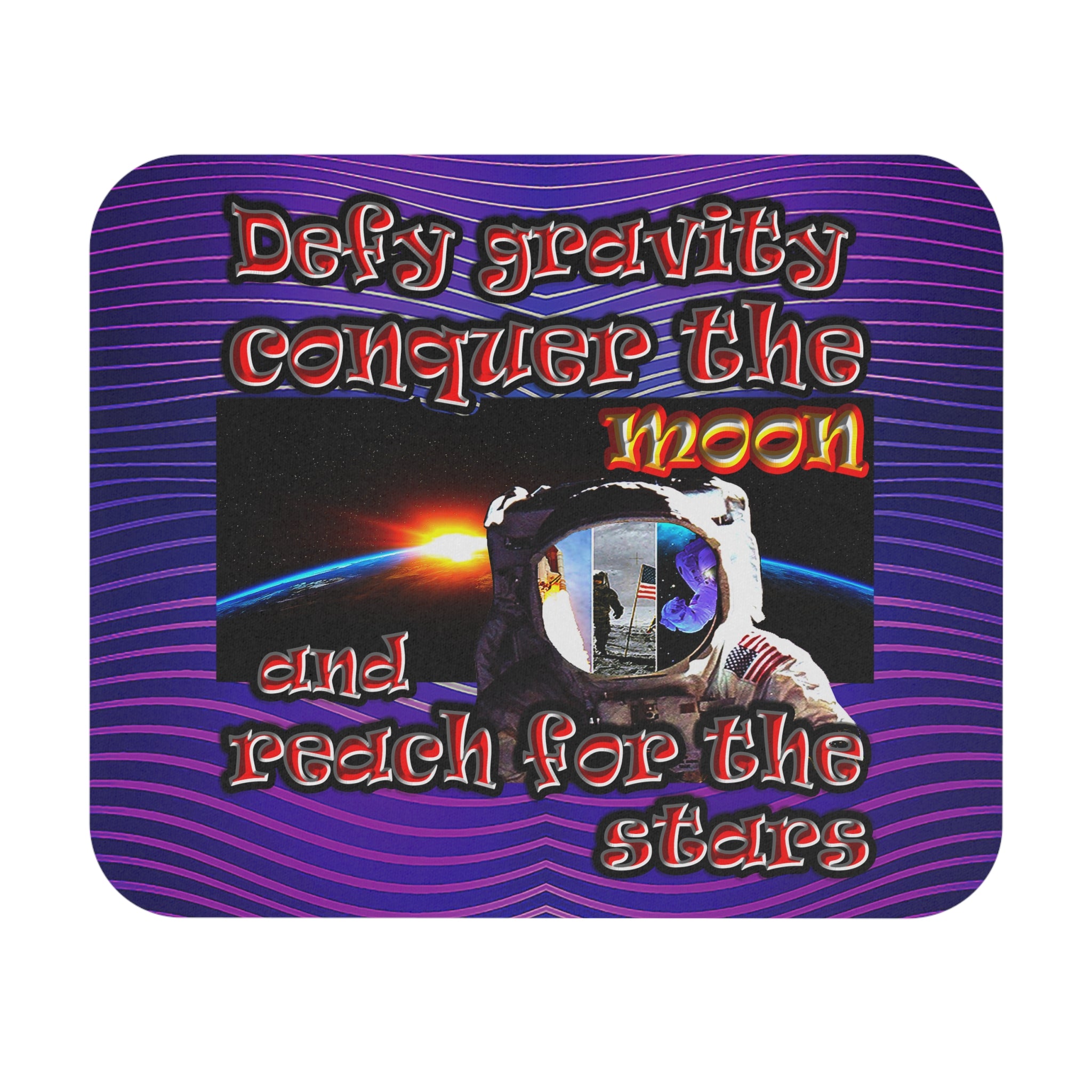 defy conquer reach - Mouse Pad (Rectangle) (purple wave)