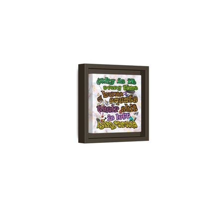 the bum's shit - framed canvas art (white marble)