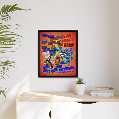 drop the beat - framed canvas art (burnt orange)