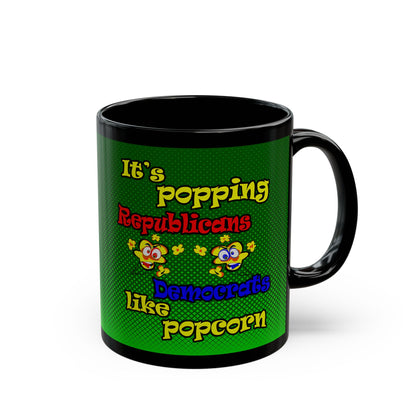 popping like popcorn - Black Mug (logo green)