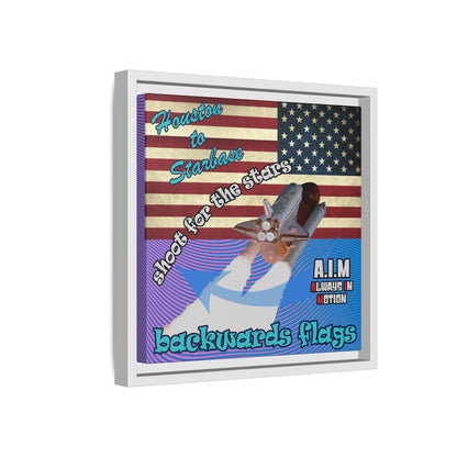 shoot for the stars - framed canvas art (light blue-purple wave)