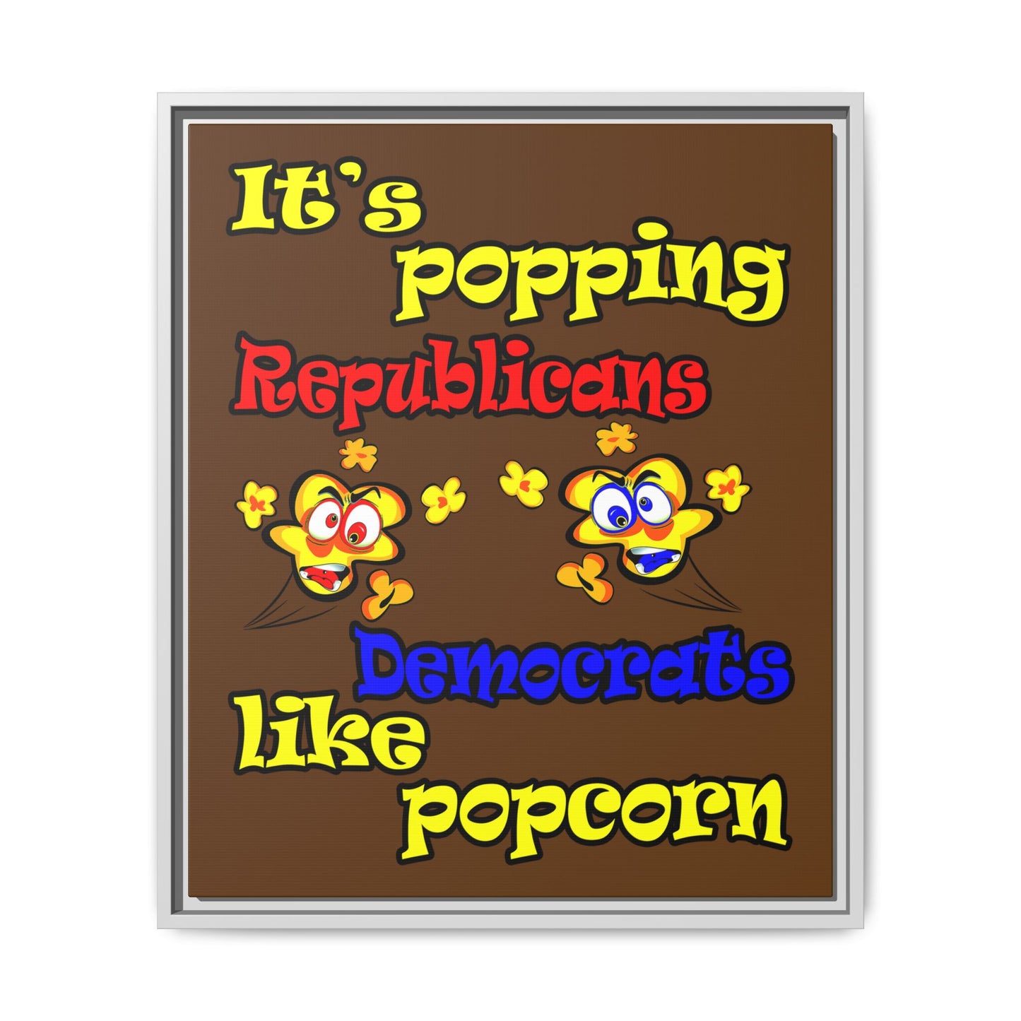 popping like popcorn - framed canvas art (brown)