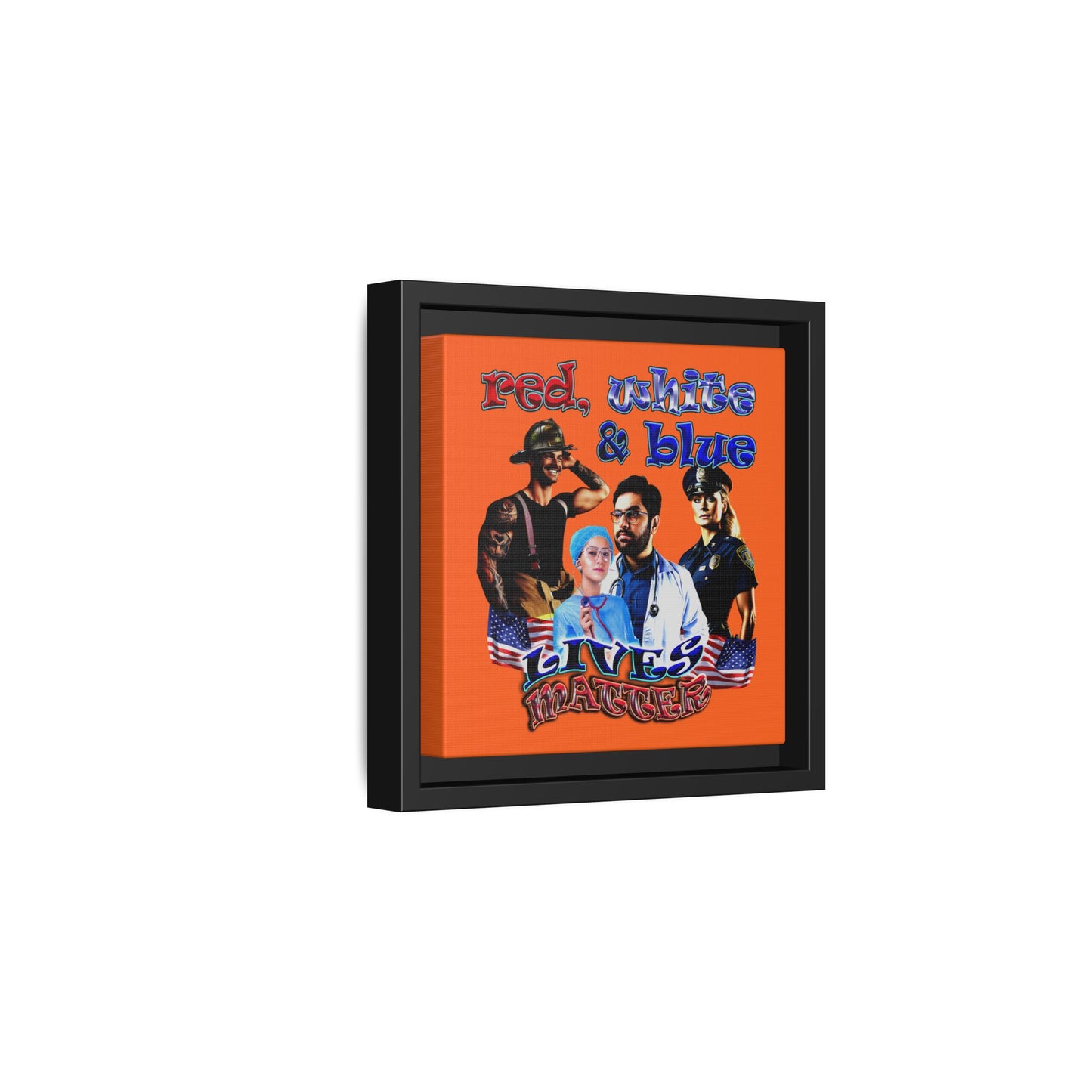 rw&b lives matter - framed canvas art (orange)