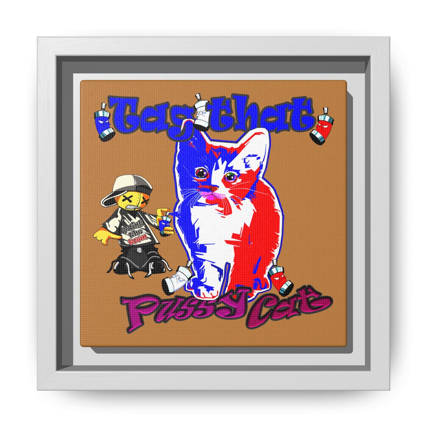 tag that - framed canvas art (light brown)
