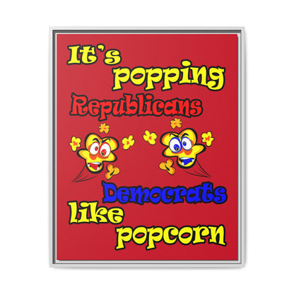 popping like popcorn - framed canvas art (dark red)