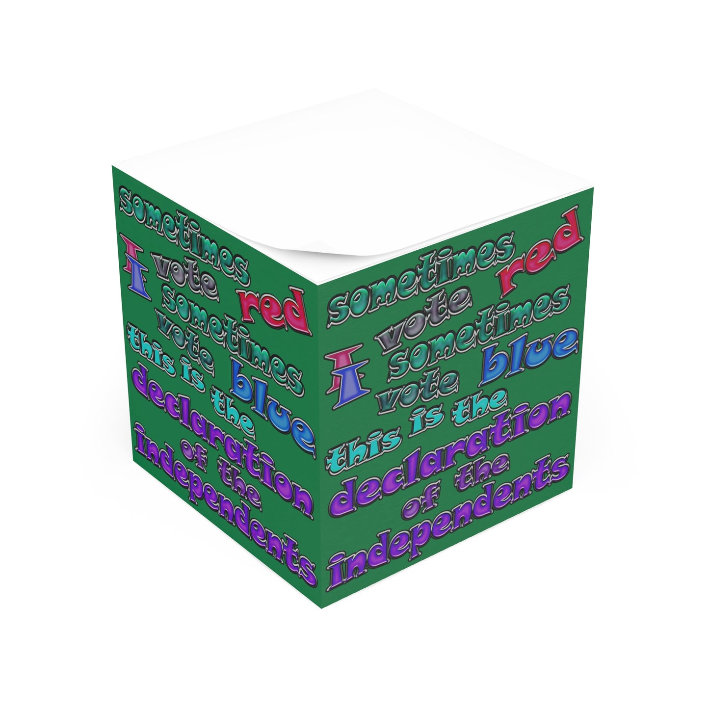 declaration of the independents - note cube (dark green)