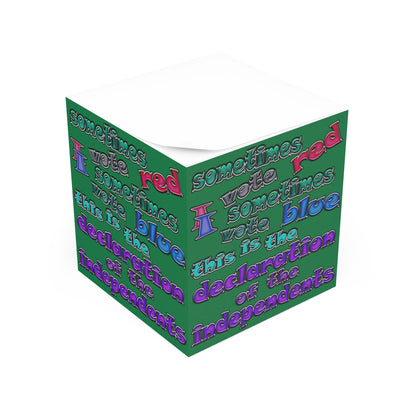 declaration of the independents - note cube (dark green)