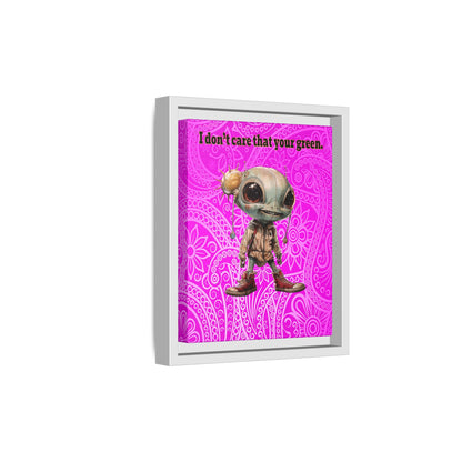 I don't care that your green - framed canvas art (pink swirl)