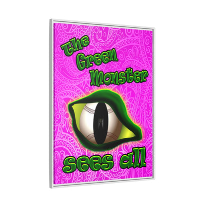 green monster - framed canvas art (pink swirl)