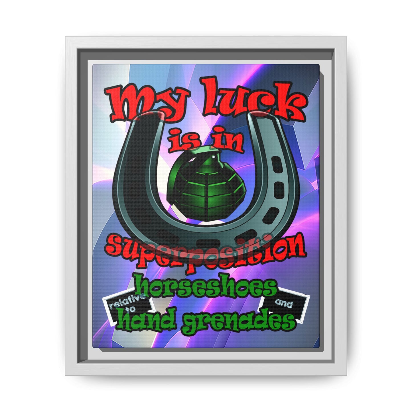 my luck - framed canvas art (grey-pink wave)