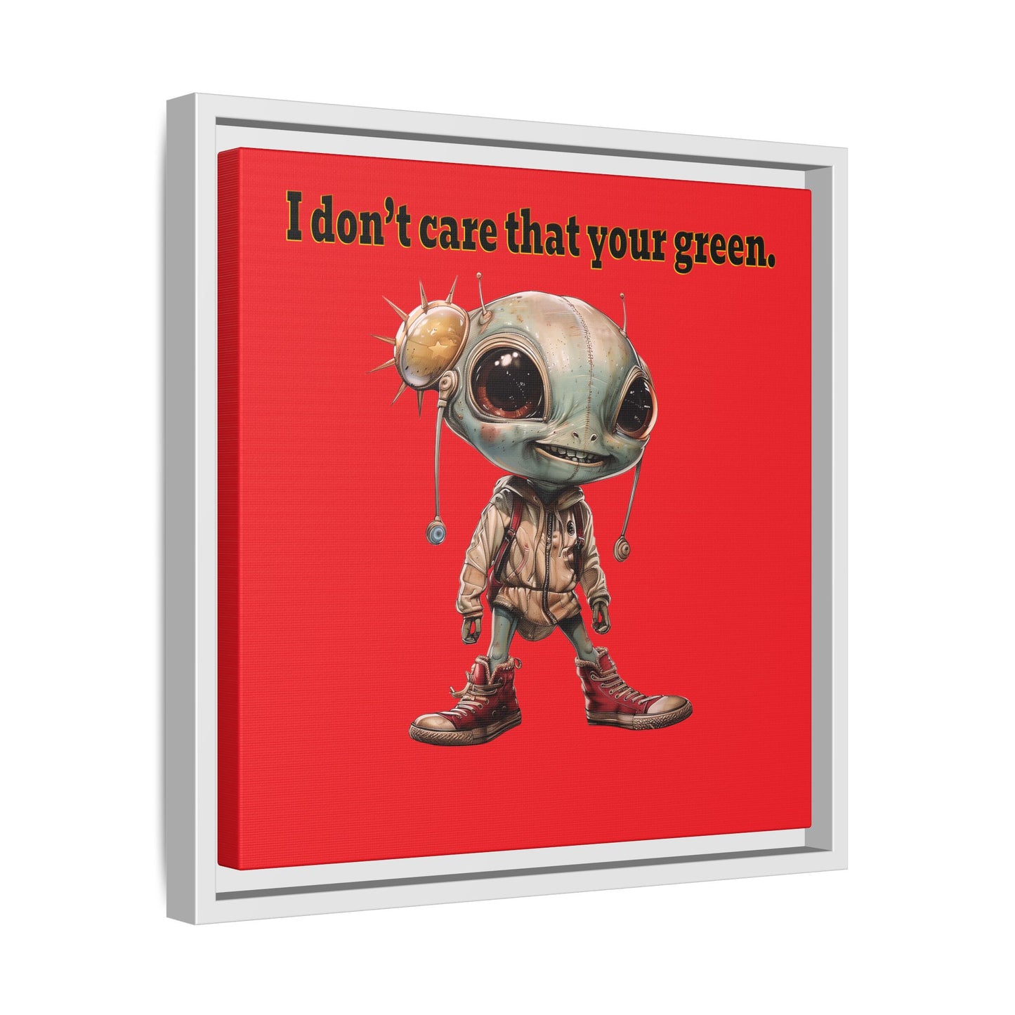 I don't care that your green - framed canvas art (red)