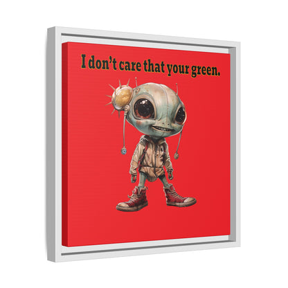 I don't care that your green - framed canvas art (red)