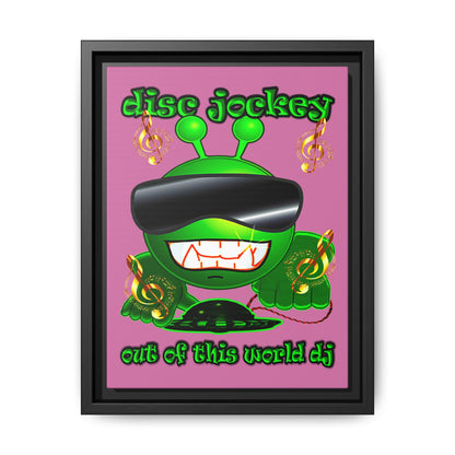 disc jockey - framed canvas art (light pink)