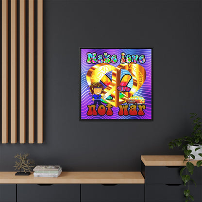 love peace - framed canvas art (purple wave)