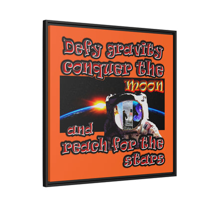 defy conquer reach - framed canvas art (orange)