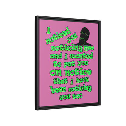 noticed you noticing - framed canvas art (light pink)