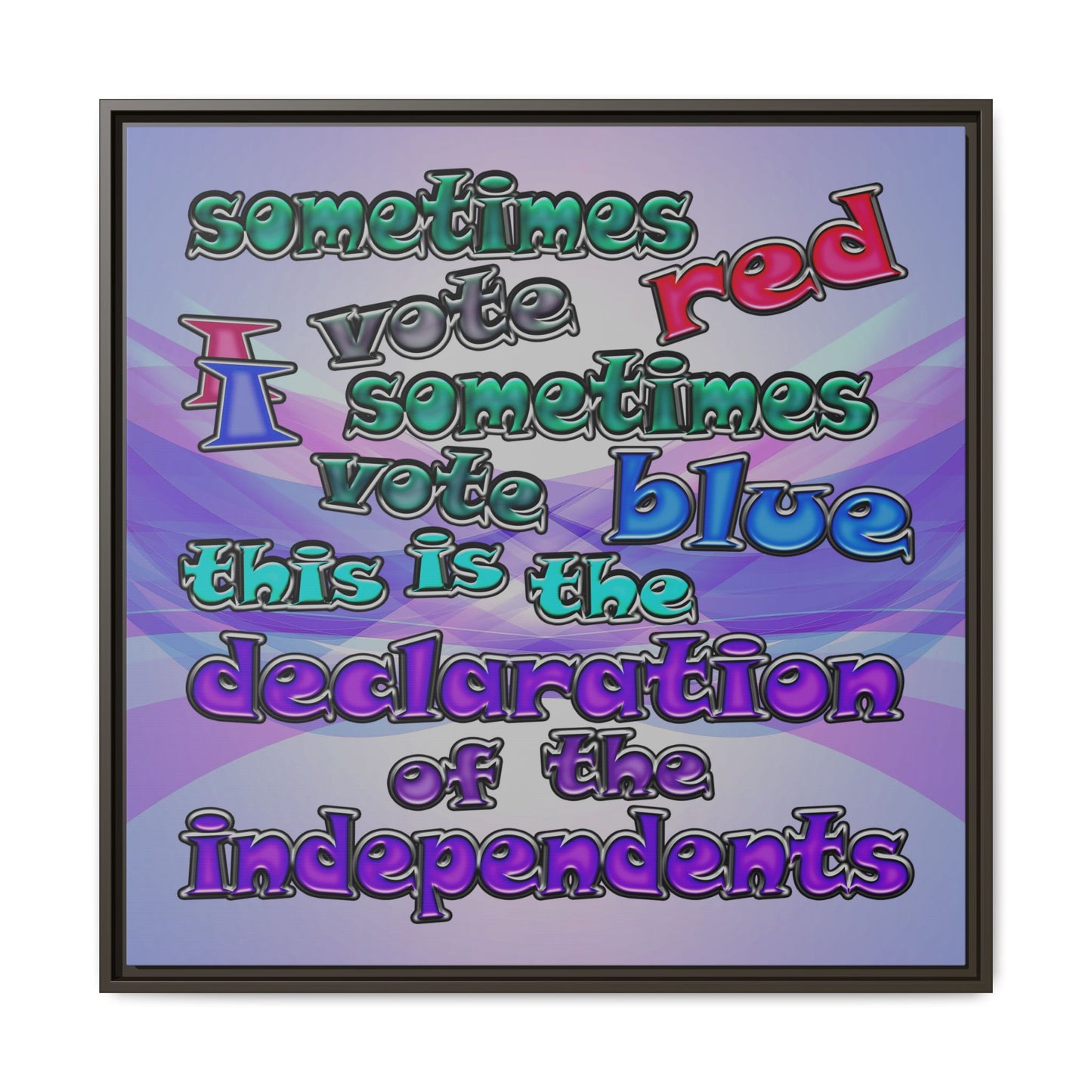 declaration of the independents - framed canvas art (light blue-pink wave)