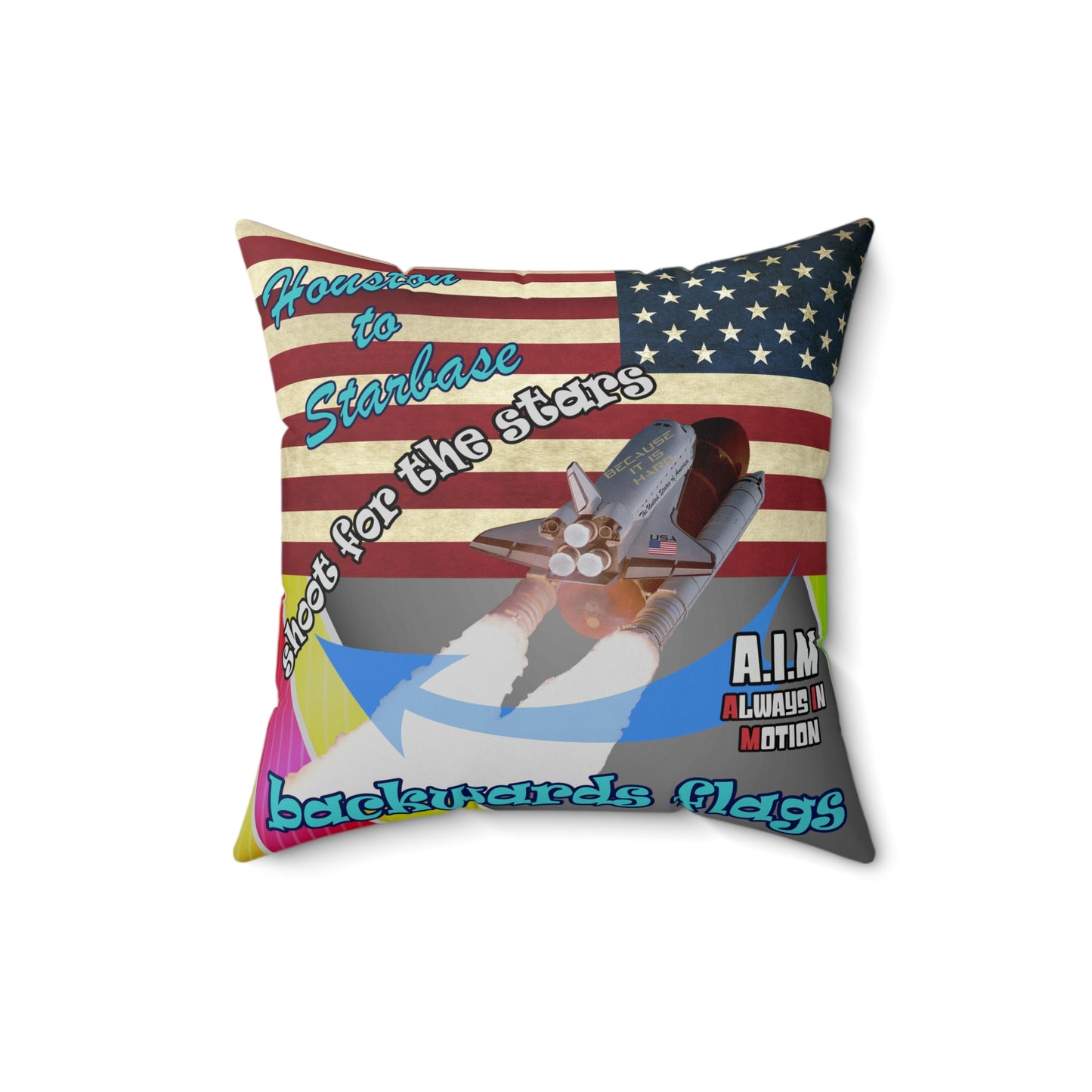 shoot for the stars - Spun Polyester Square Pillow - (rainbow split)