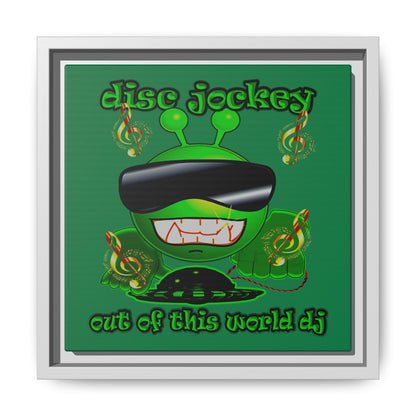 disc jockey - framed canvas art (dark green)