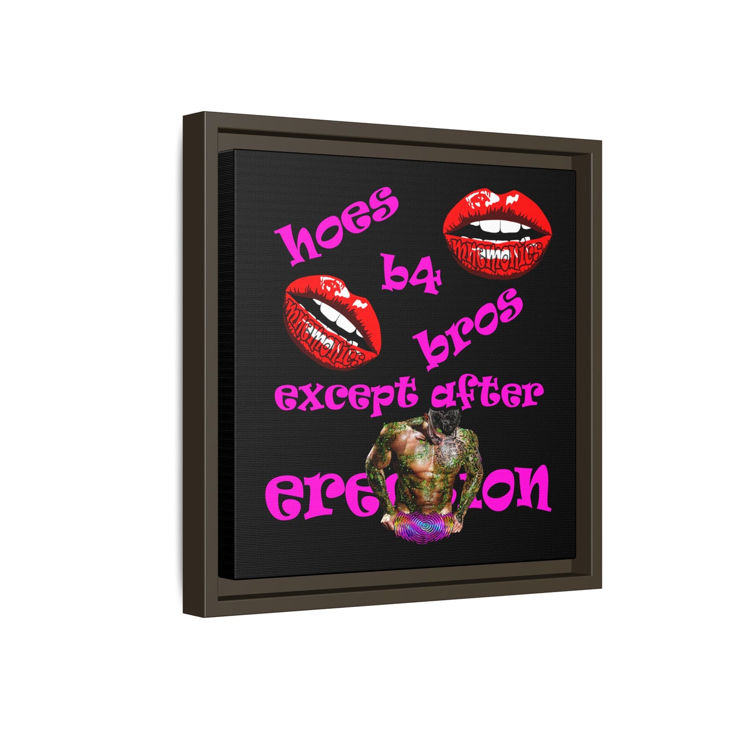 hoes b4 bros - framed canvas art (black)