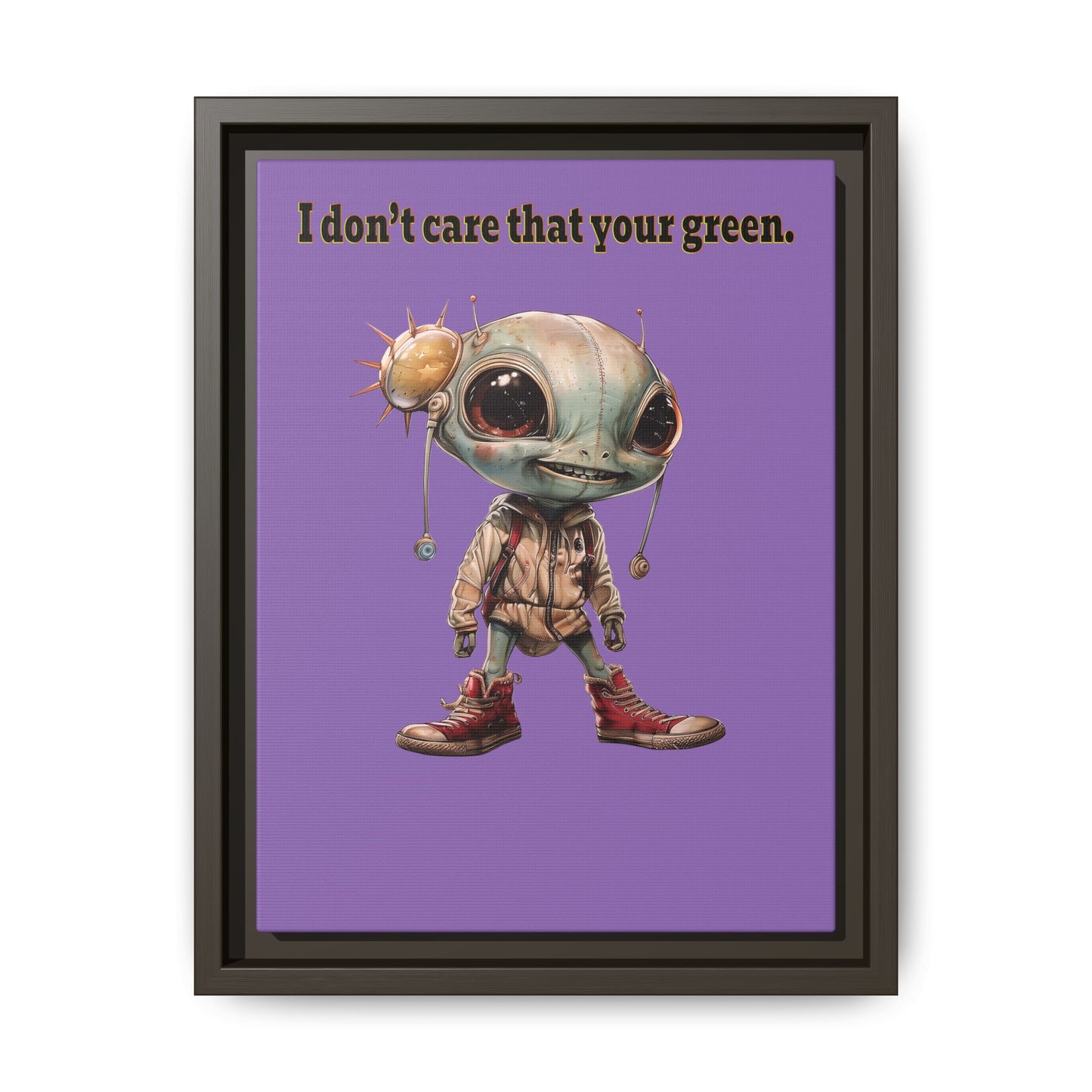 I don't care that your green - framed canvas art (light purple)