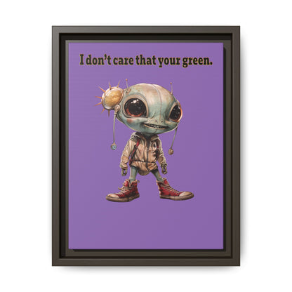 I don't care that your green - framed canvas art (light purple)