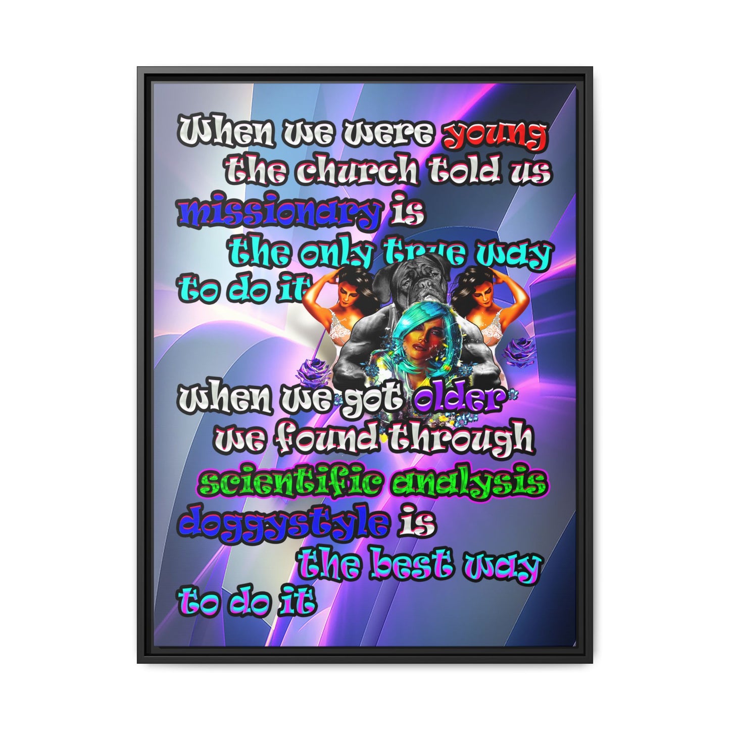 doggystyle - framed canvas art (grey-pink wave)