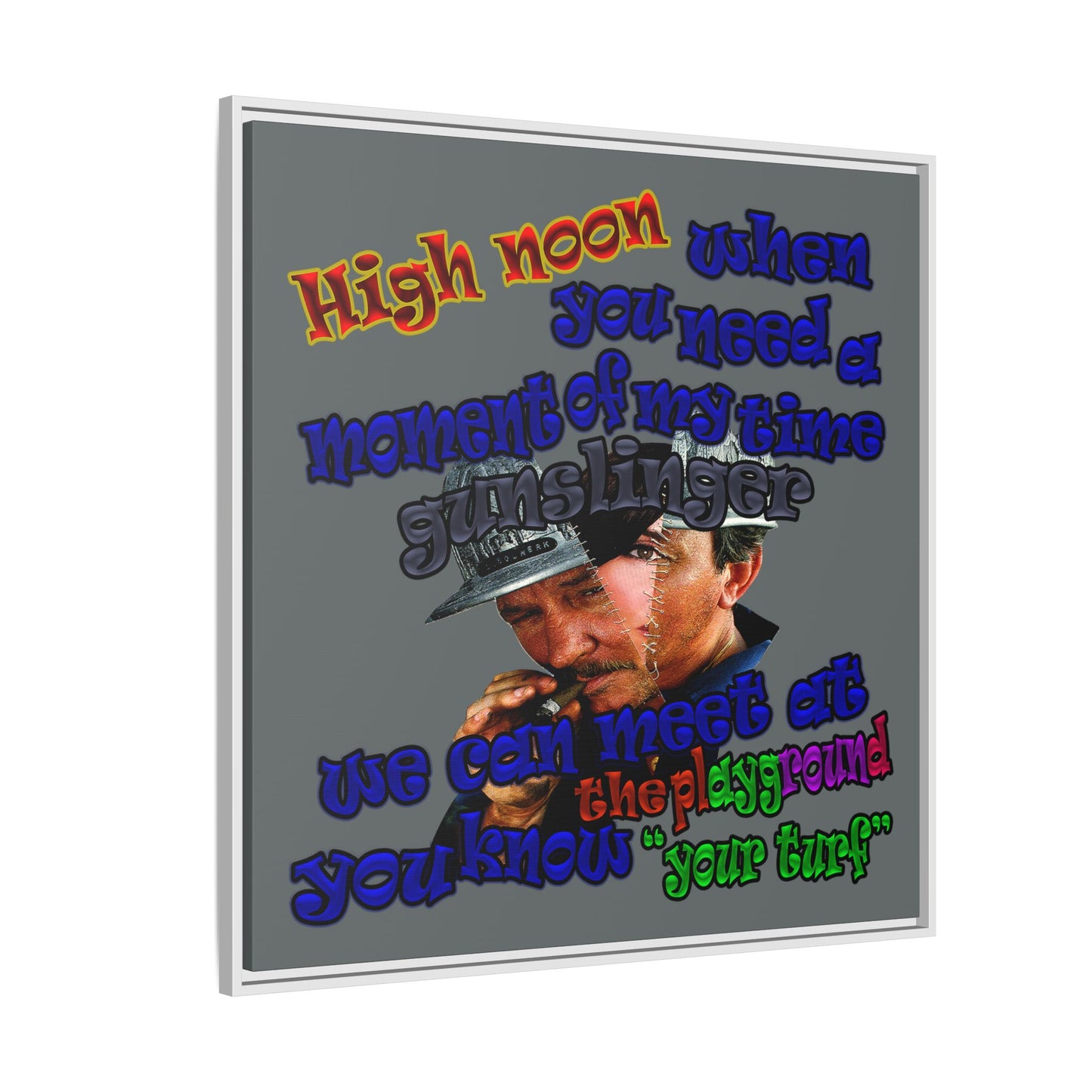 high noon - framed canvas art (dark grey)