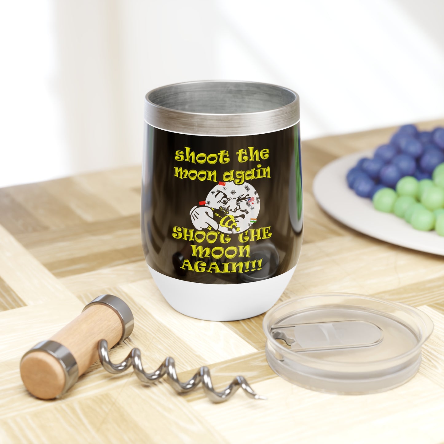 shoot the moon again - Chill Wine Tumbler (black)