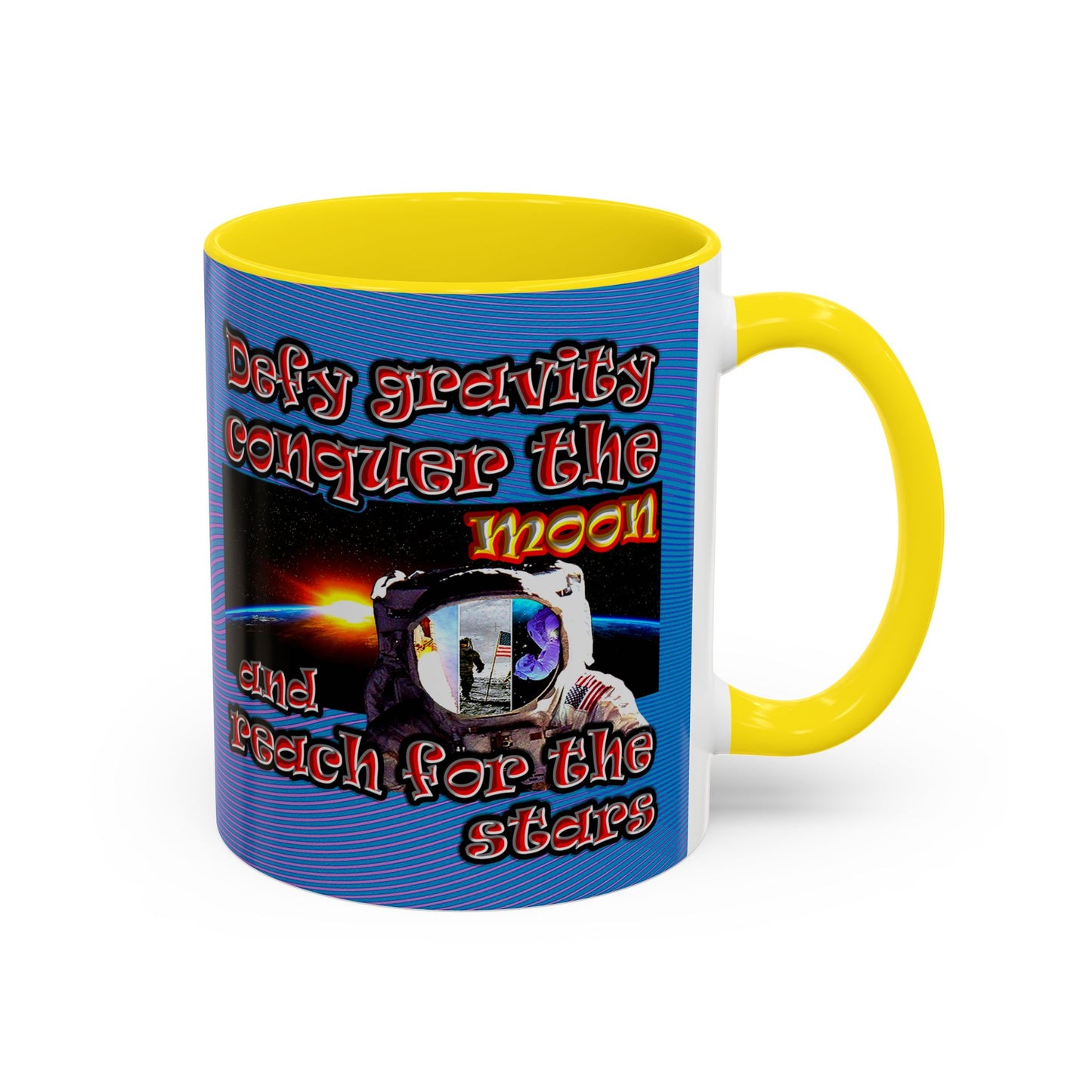 defy conquer reach - Accent Mug (light blue-purple wave)
