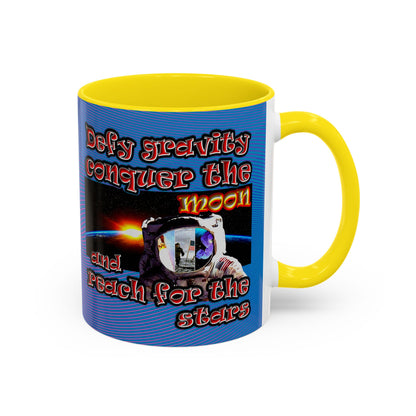 defy conquer reach - Accent Mug (light blue-purple wave)