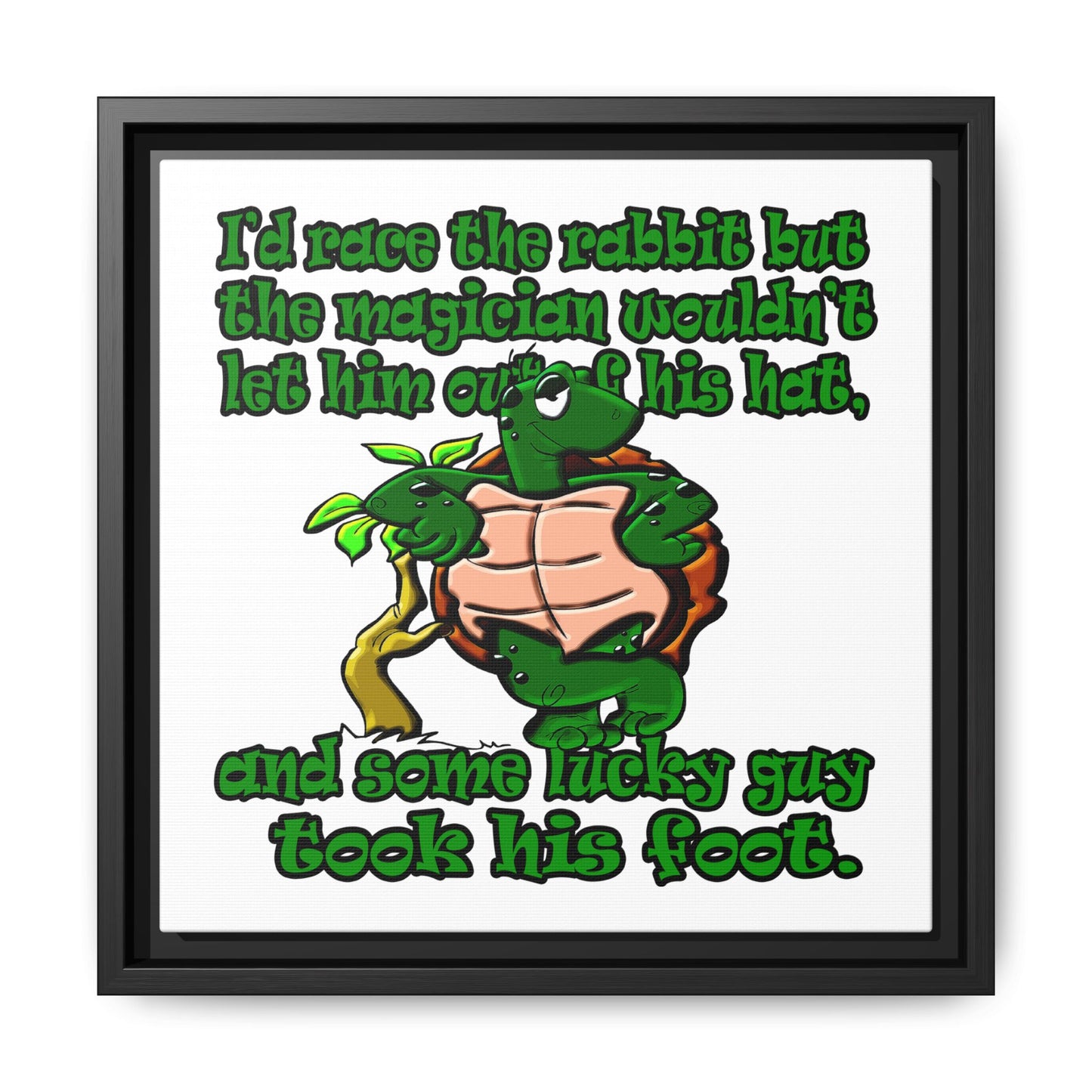 turtle race - framed canvas art (white)