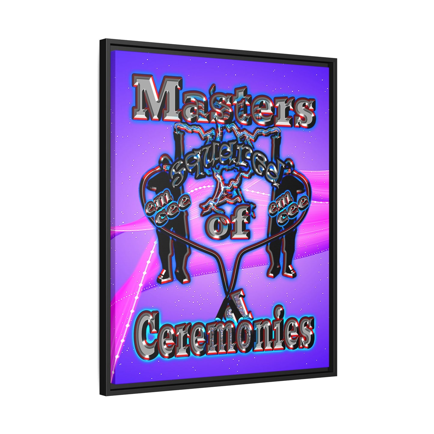 em cee squared - framed canvas art (purple-pink wave)