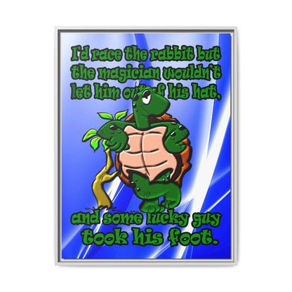 turtle race - framed canvas art (blue-white wave)