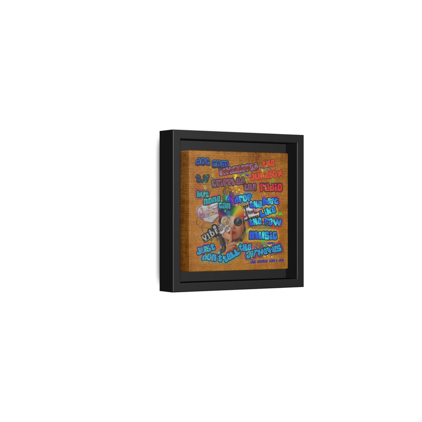 drop the beat - framed canvas art (brown papyrus)