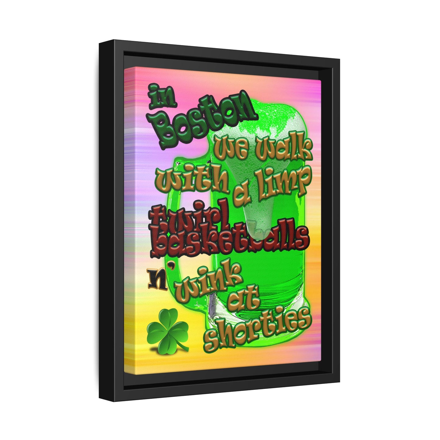 celtics logo - framed canvas art (color blur)