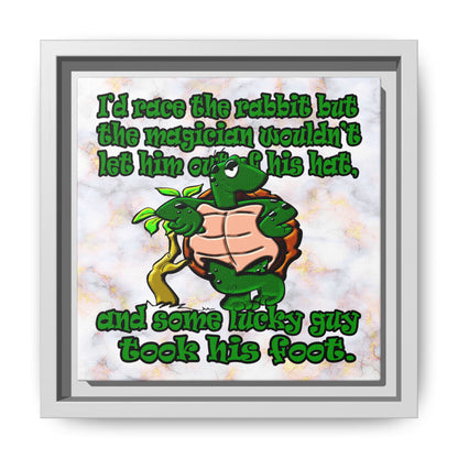 turtle race - framed canvas art (white marble)