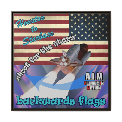 shoot for the stars - framed canvas art (grey-pink wave)