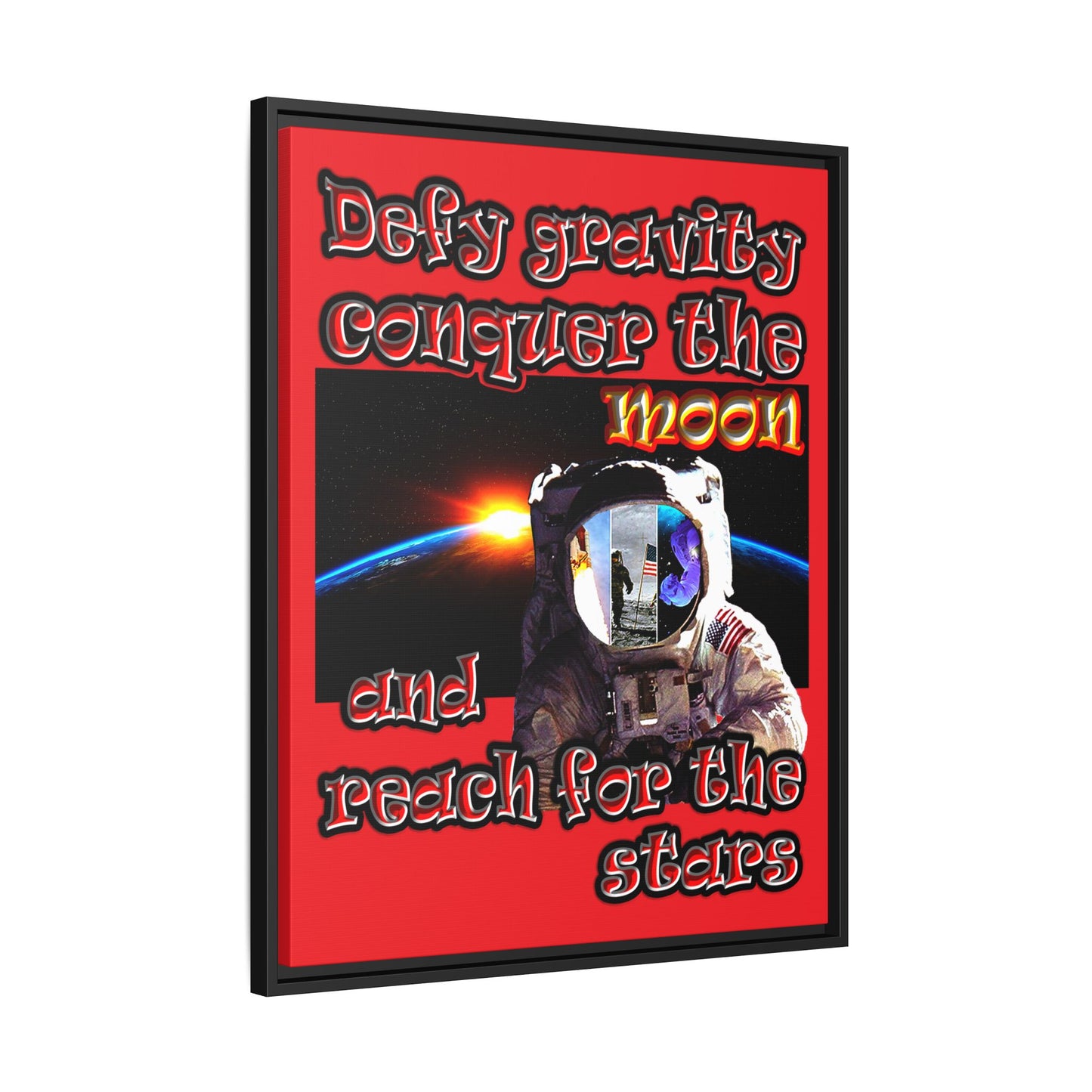 defy conquer reach - framed canvas art (red)