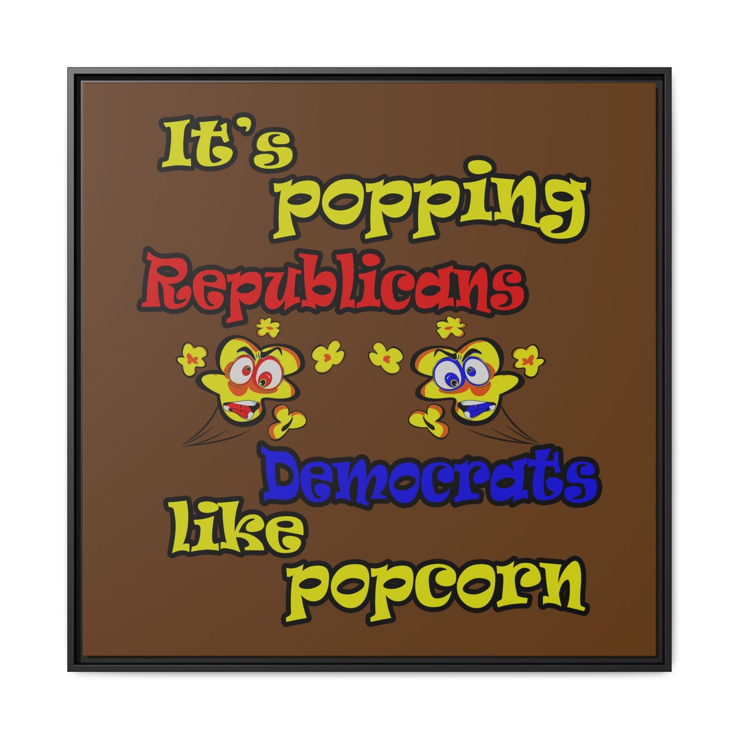 popping like popcorn - framed canvas art (brown)