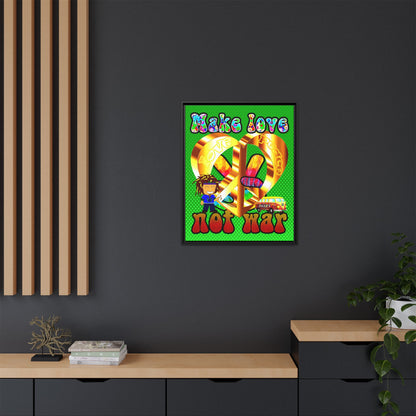 love peace - framed canvas art (logo green)