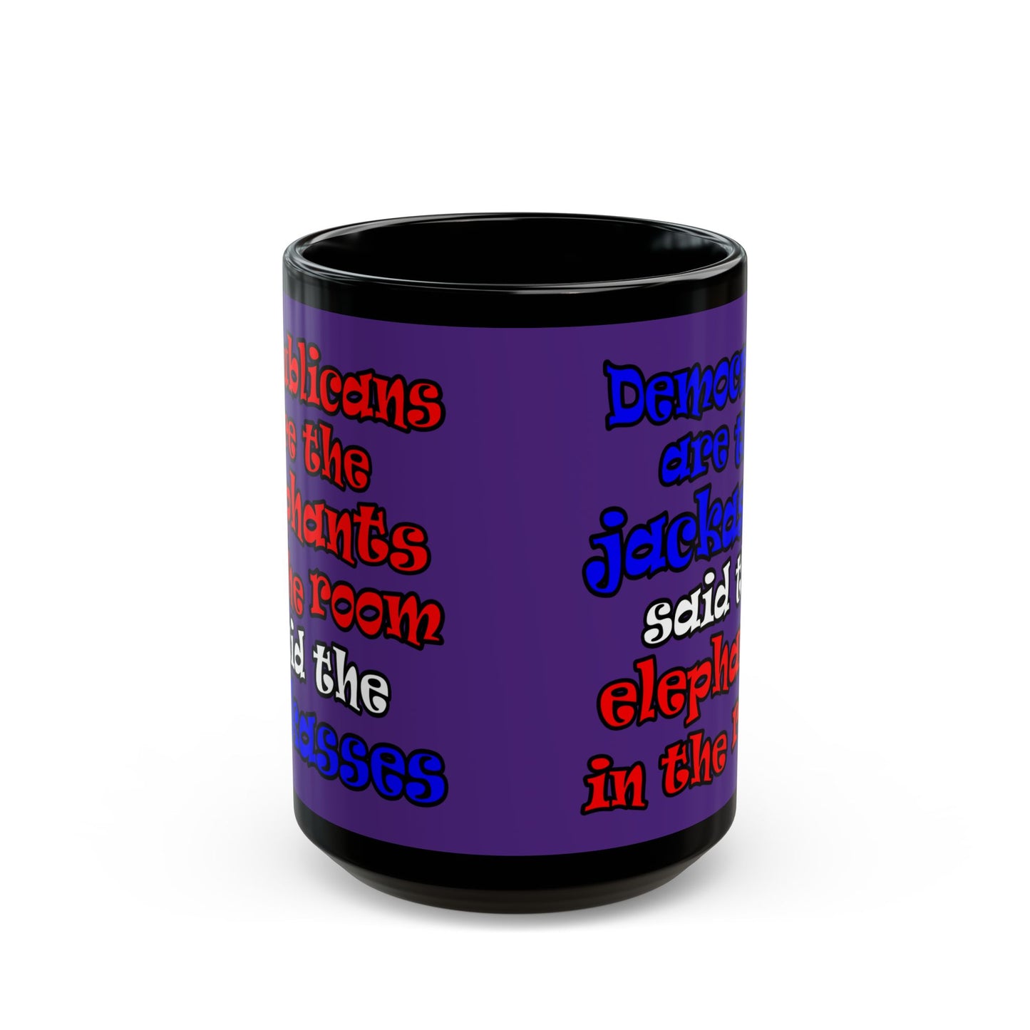 donkeys and elephants - Black Mug (purple)